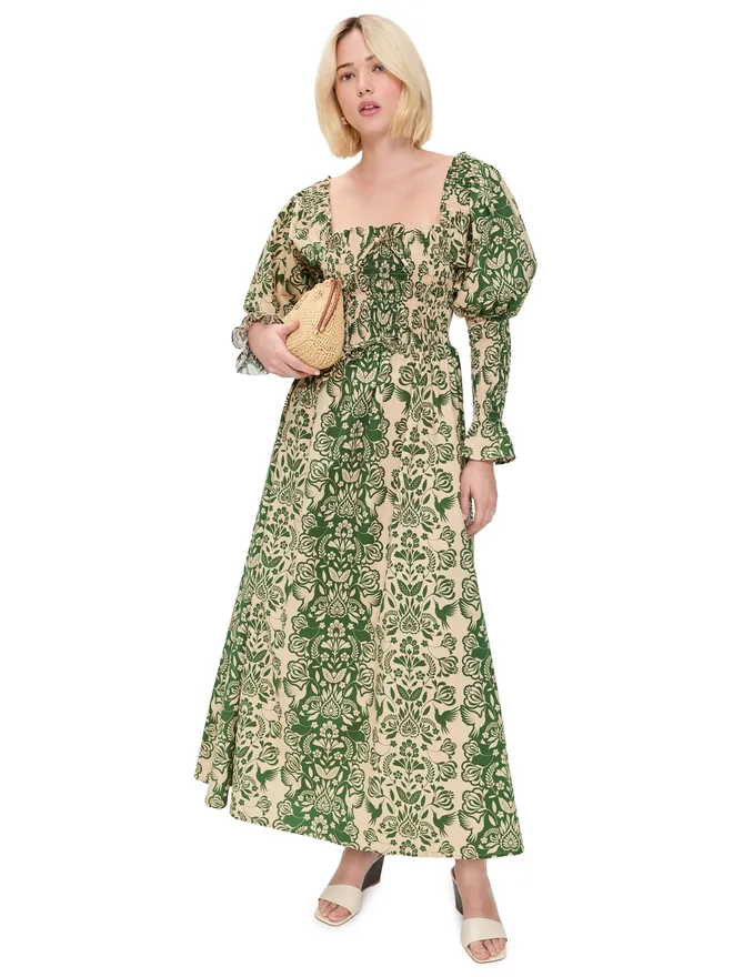 The Lulo Project The Lulo Project The Honor Dress Green Folk Paisleyの商品画像