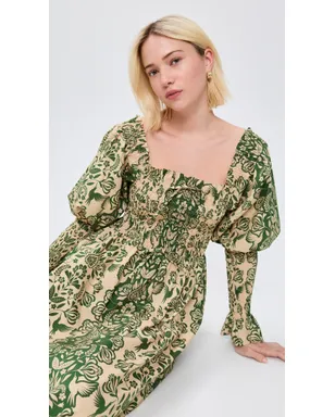 The Lulo Project The Honor Dress Green Folk Paisley - サムネイル5