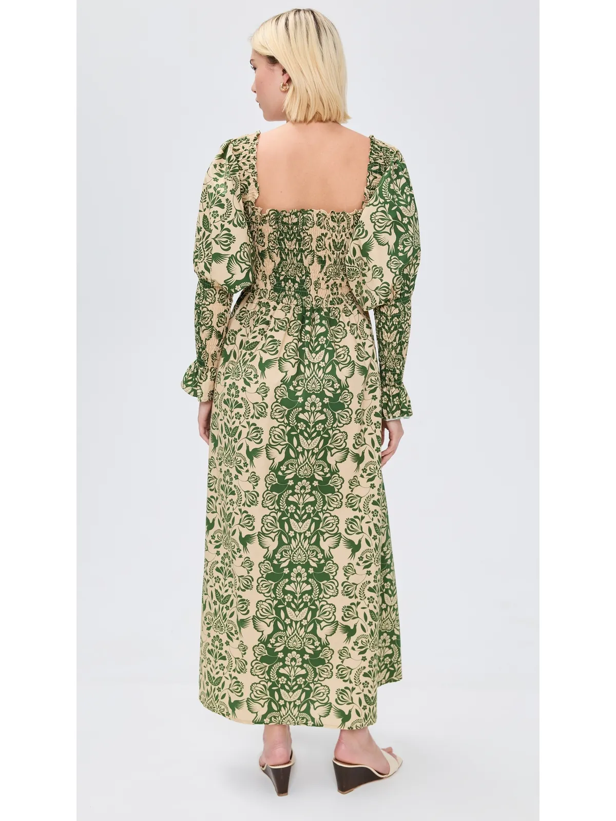 The Lulo Project The Honor Dress Green Folk Paisley - 画像3