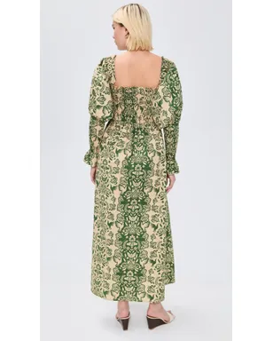 The Lulo Project The Honor Dress Green Folk Paisley - サムネイル3