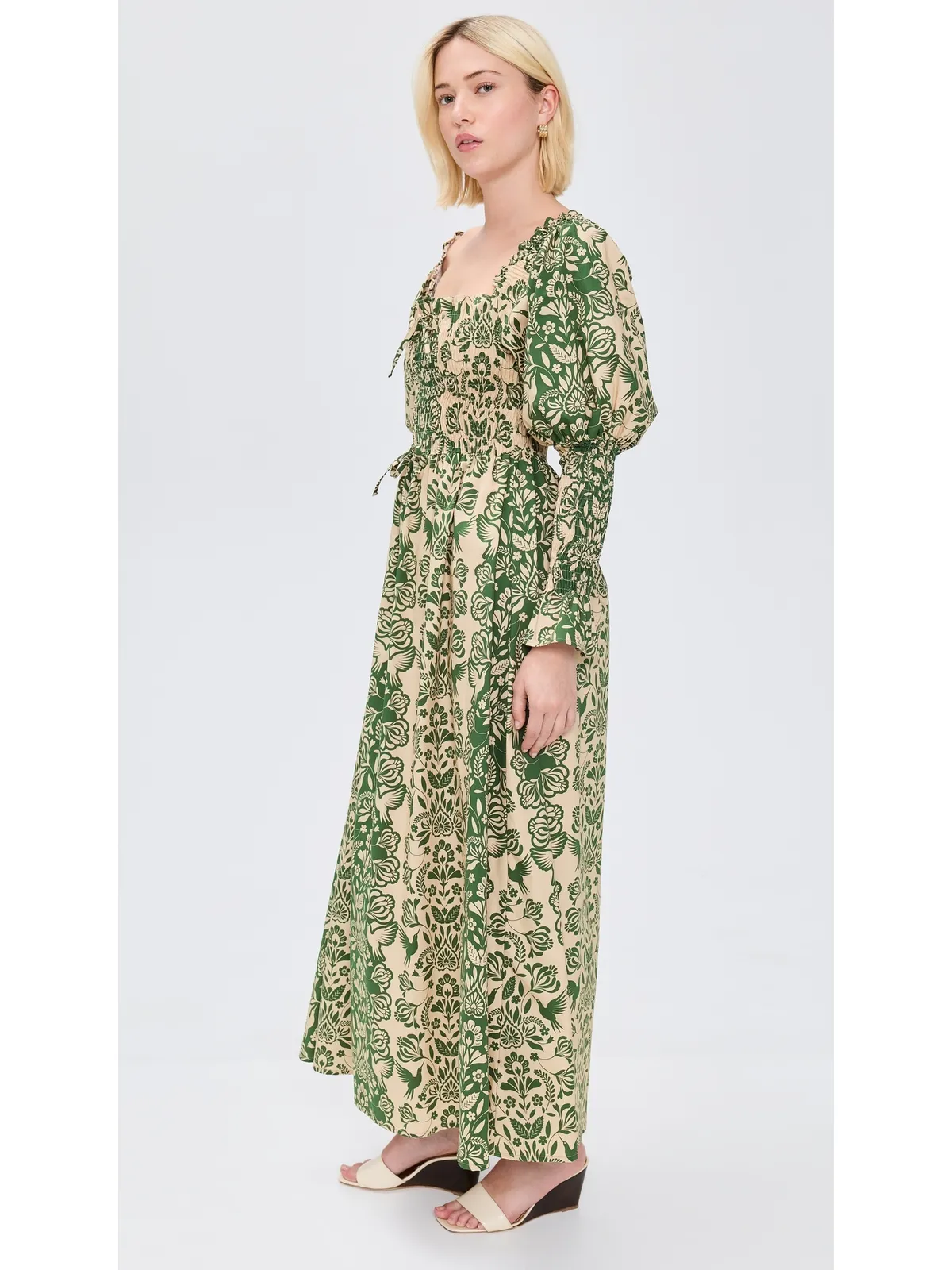 The Lulo Project The Honor Dress Green Folk Paisley - 画像4