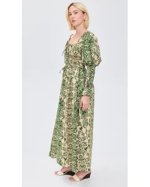 The Lulo Project The Honor Dress Green Folk Paisley - サムネイル4