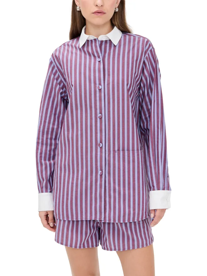 LUNYA Lunya エアリーコットン カーブドヘム ロングスリーブ ショートセット オデッセイストライプの商品画像