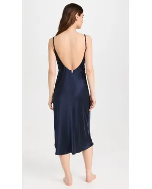 Lunya 洗えるシルク バイアス・スリップドレス ディープブルー - サムネイル3