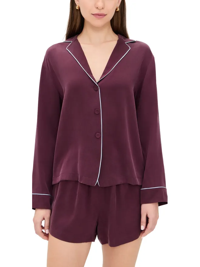 LUNYA Lunya 洗えるシルク パイピング ボタンアップ 長袖＆ショーツ パジャマセットの商品画像