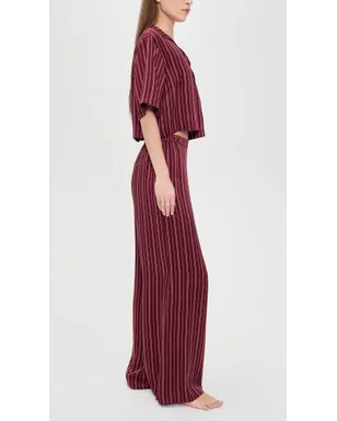 Lunya 洗えるシルク ハイライズパンツセット（Currant Veil Stripe） - サムネイル4