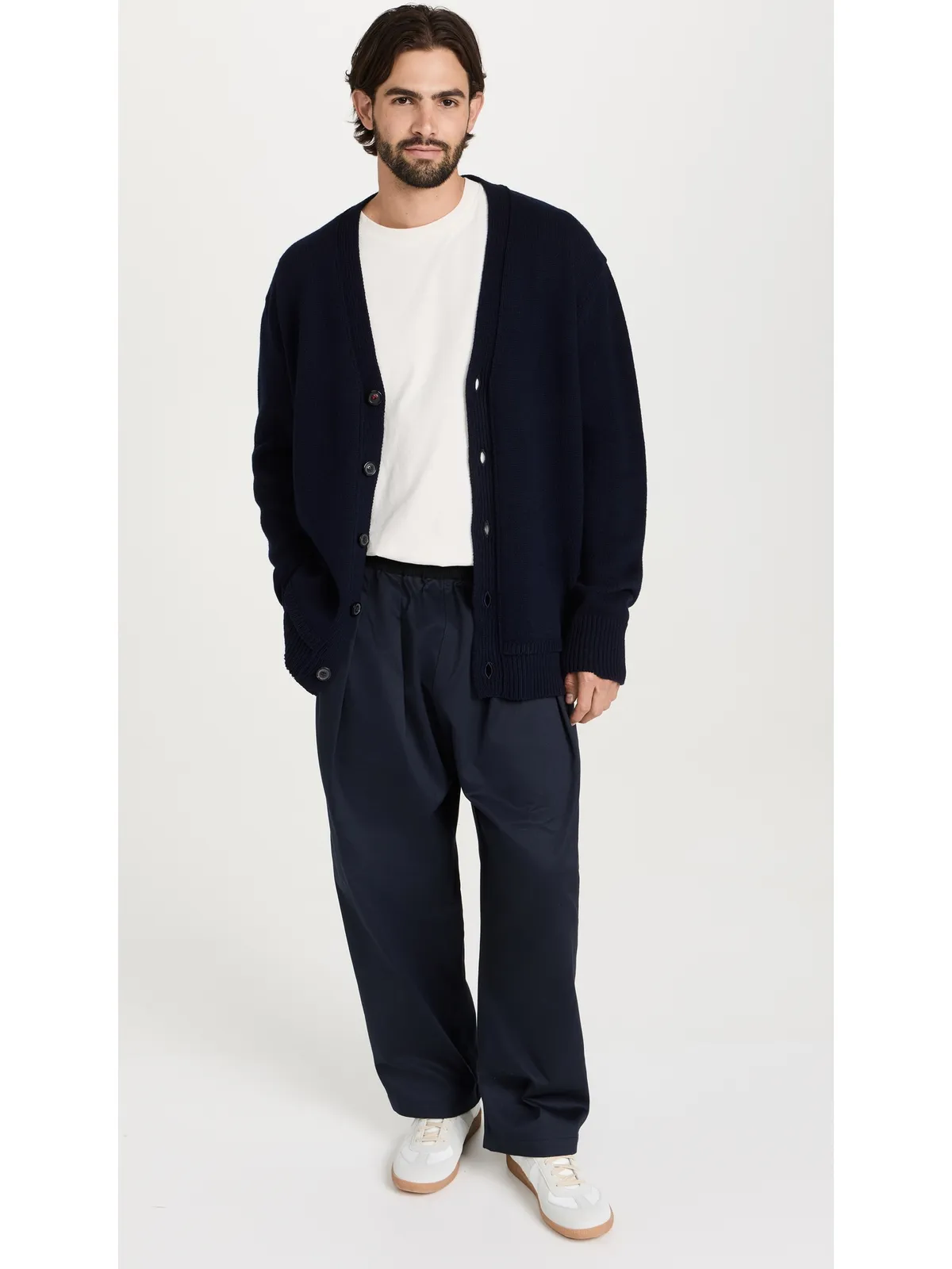 Maison Margiela エルボーパッチ カーディガン ネイビー - 画像5