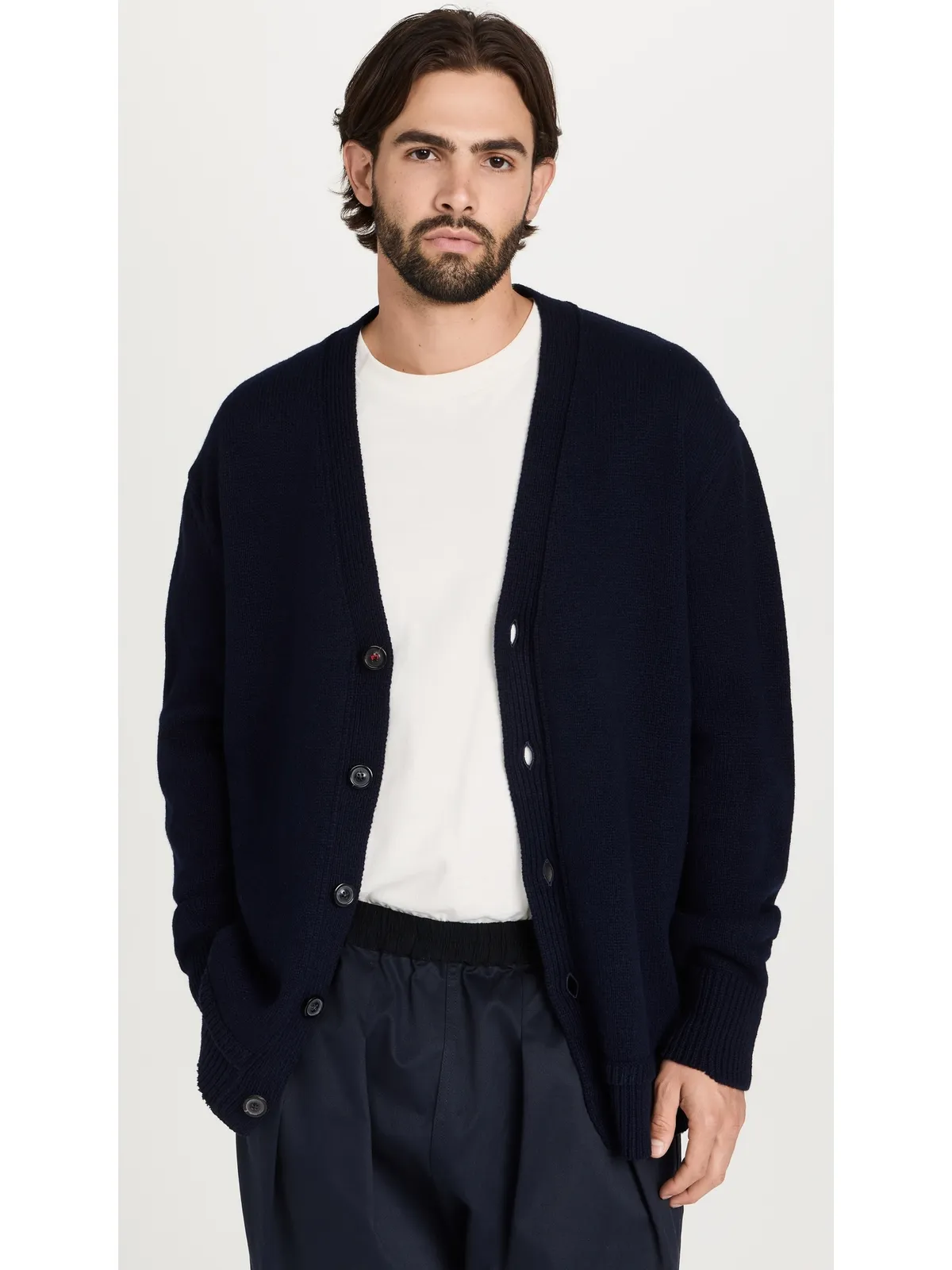 Maison Margiela エルボーパッチ カーディガン ネイビー - 画像2