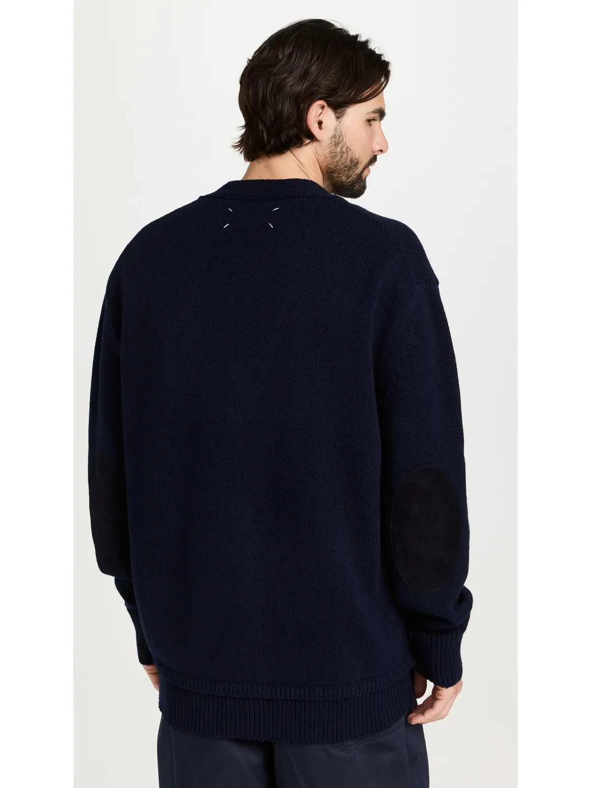 Maison Margiela エルボーパッチ カーディガン ネイビー - 画像3