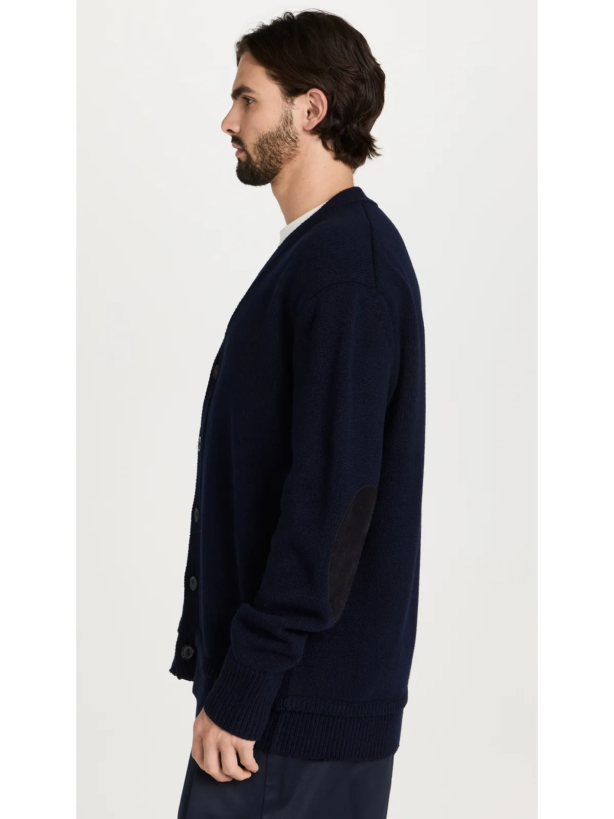 Maison Margiela エルボーパッチ カーディガン ネイビー - 画像4