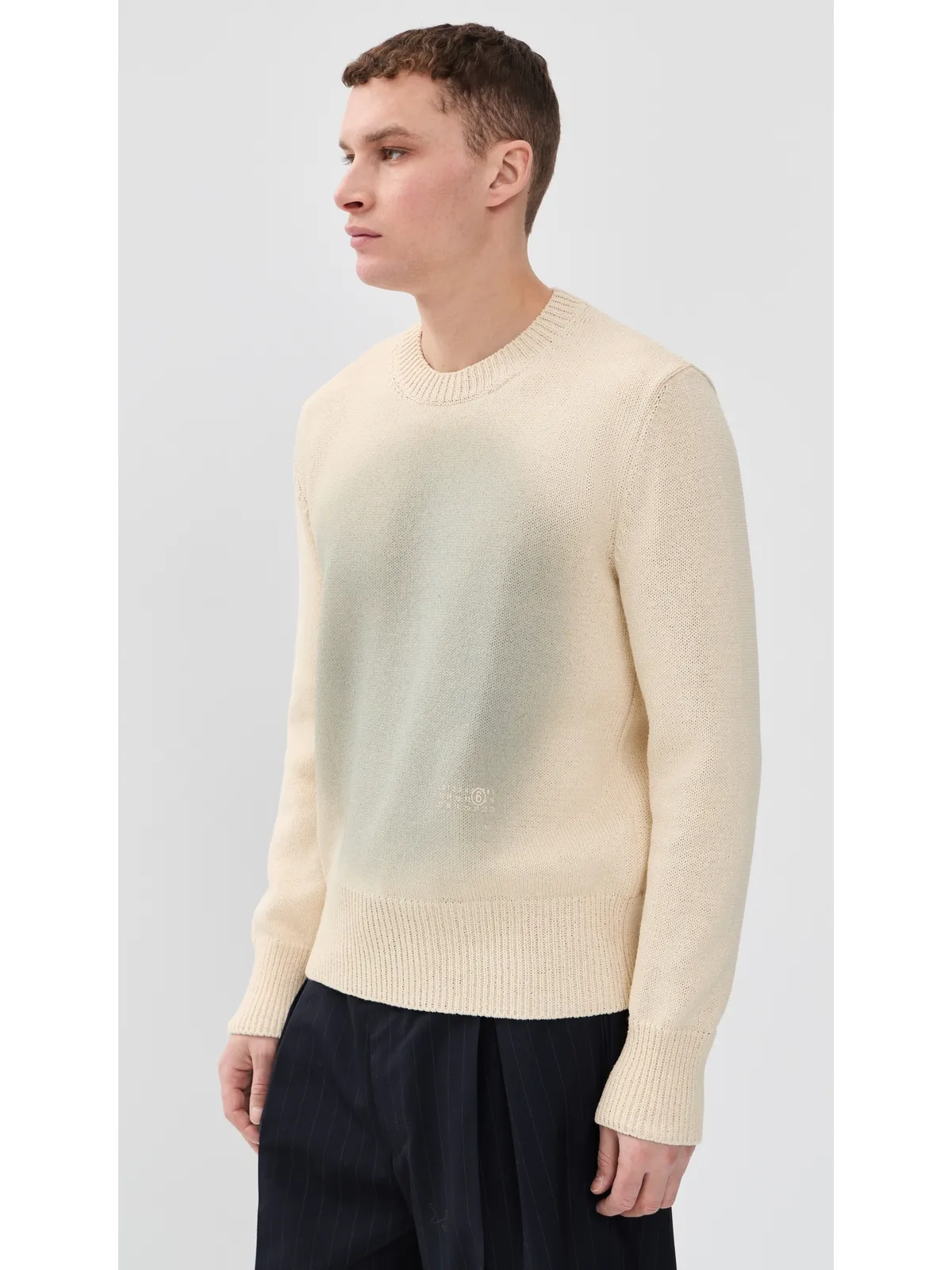 MM6 Maison Margiela 染み加工 クルーネックセーター オフホワイト - 画像4