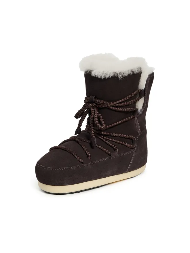 MOON BOOT Moon Boot Evx スエード×シアリング ブーツ ダークブラウンの商品画像