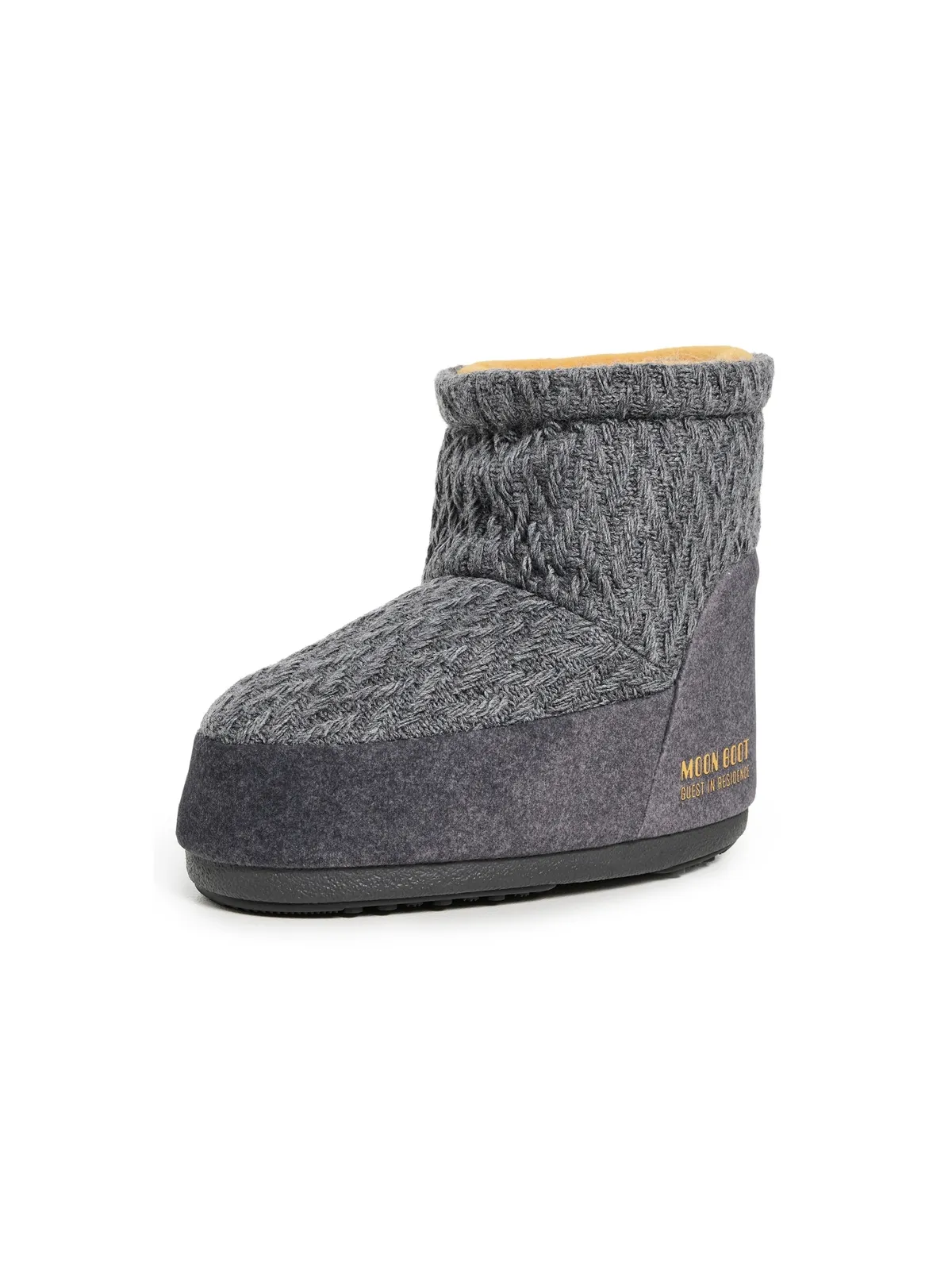 Moon Boot アイコン ロー ノーレース ニット ブーツ グレー - 画像1