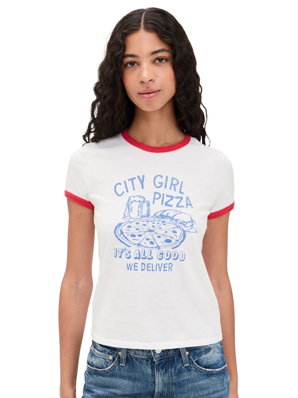 MOTHER プチ ザ・リル・グディー リンガーTシャツ シティガール ピザ - 画像1