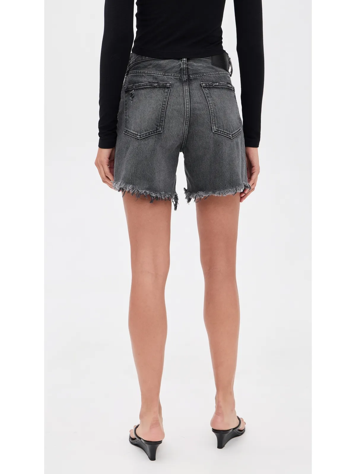MOUSSY VINTAGE シャーリー ロングデニムショーツ ブラック - 画像3