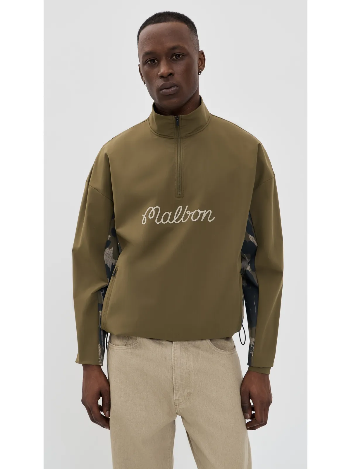 Malbon ツアー ディボット パフォーマンス Quarter Zip ジャケット バークカモ - 画像2