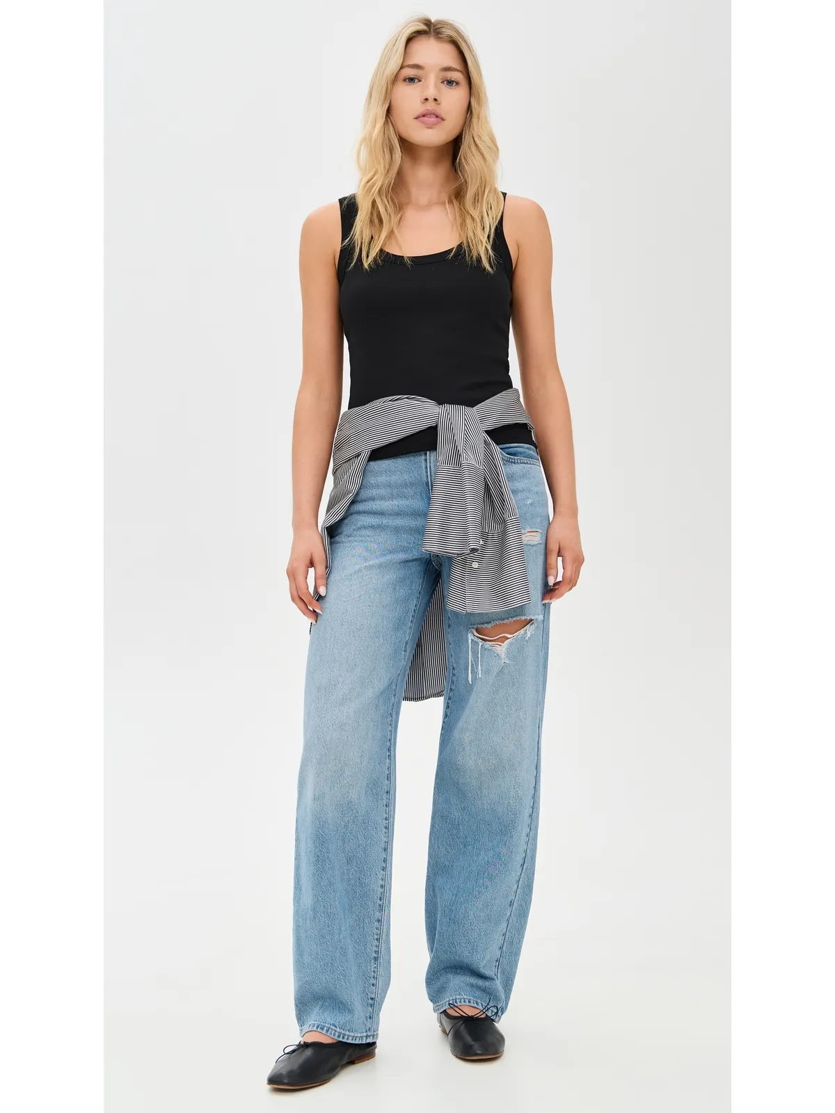 Madewell リブ編み コットン スクープネック タンクトップ - 画像5
