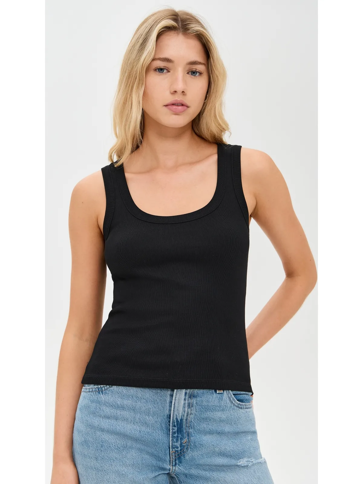 Madewell リブ編み コットン スクープネック タンクトップ - 画像2