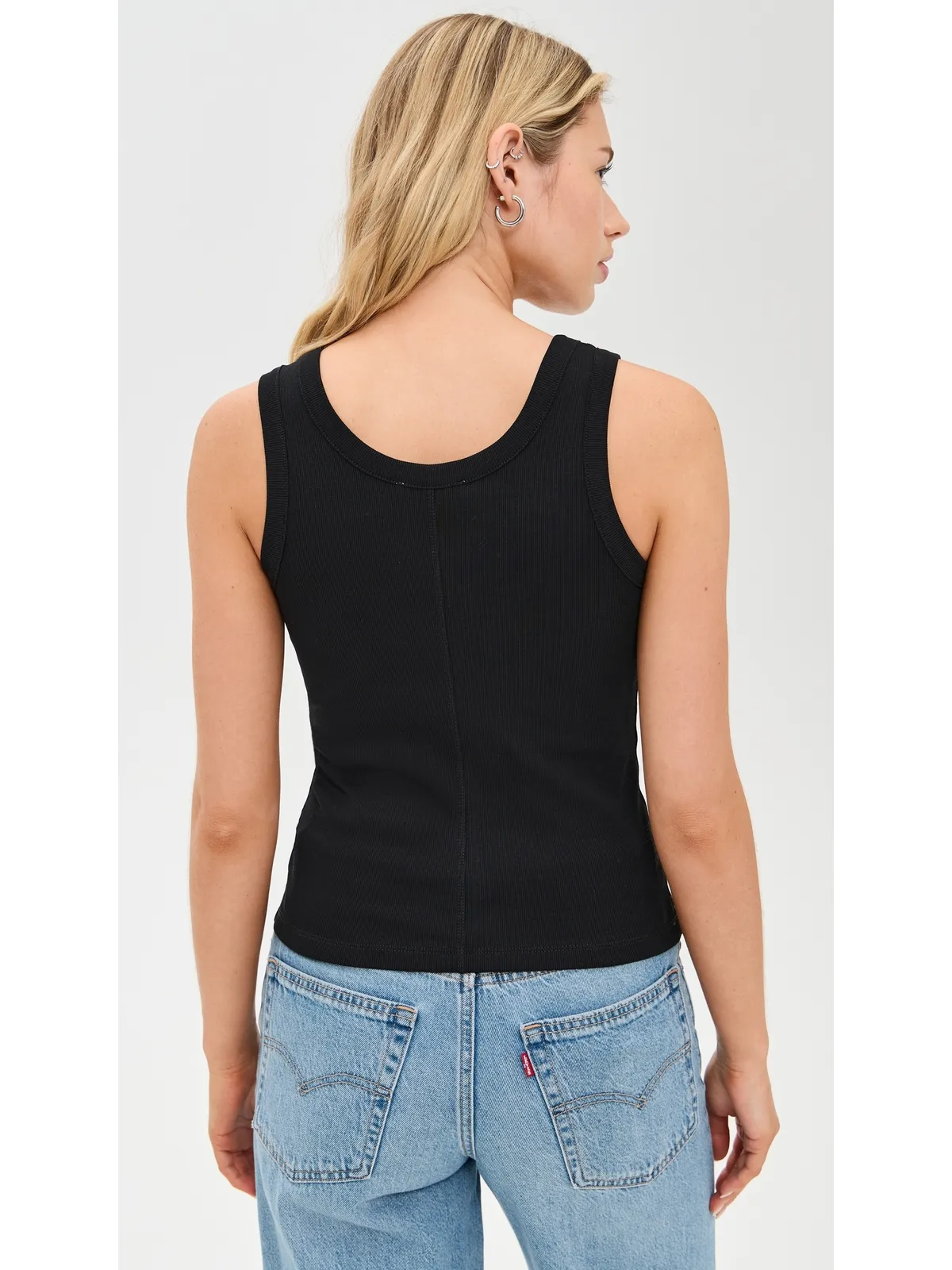 Madewell リブ編み コットン スクープネック タンクトップ - 画像3