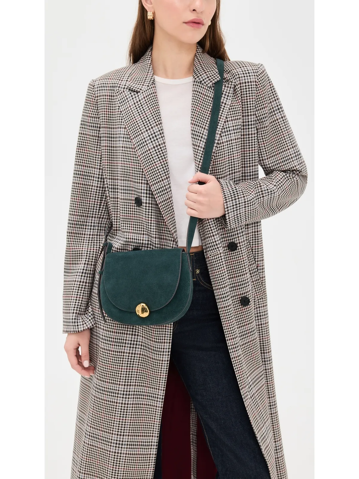 Madewell スエード ダコタ サドル クロスボディバッグ - 画像3