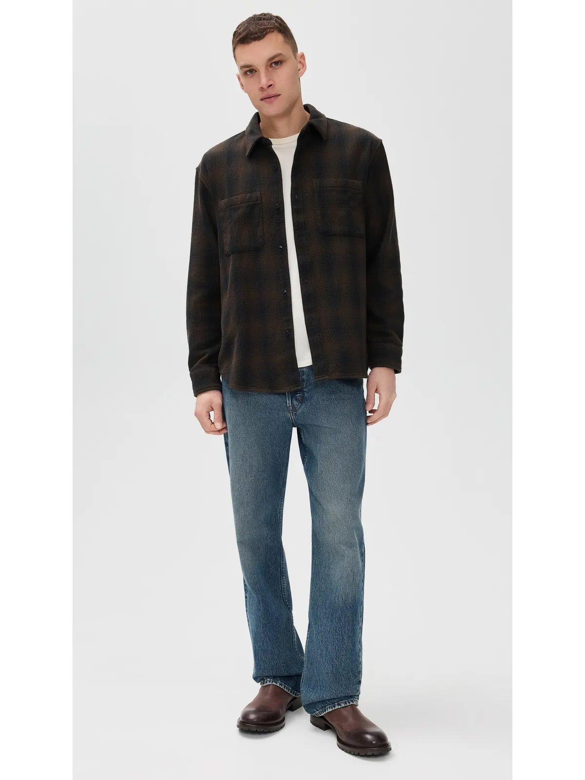 Madewell 長袖フランネル ワークシャツ ブリッシュド オンブレ チェック - 画像5