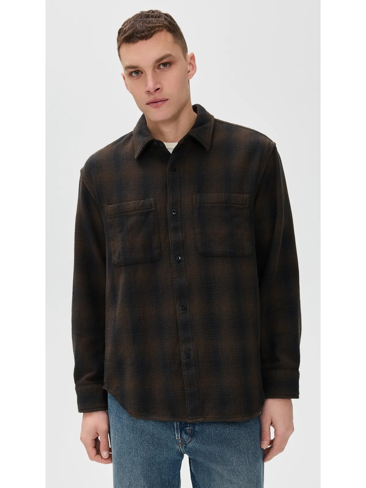 Madewell 長袖フランネル ワークシャツ ブリッシュド オンブレ チェック - 画像2