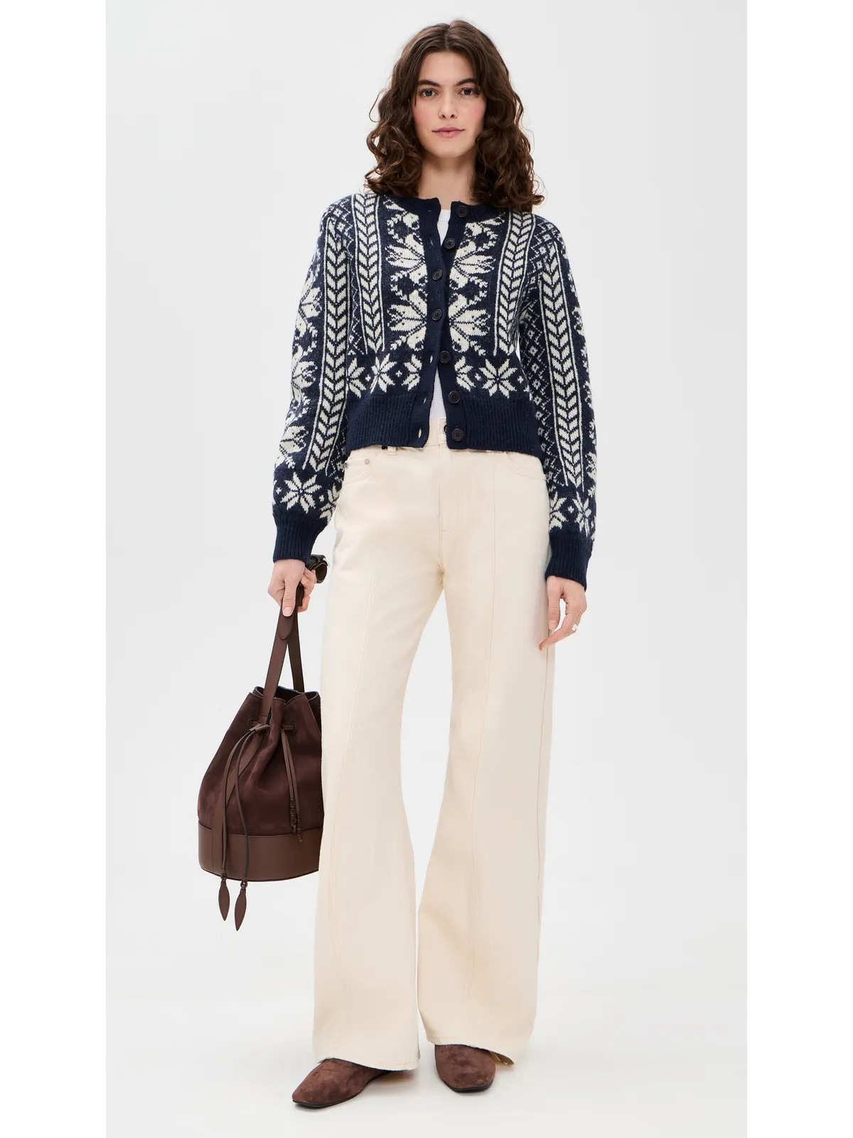 Madewell フェアアイル柄カーディガンジャケット ネイビー/アイボリー - 画像5
