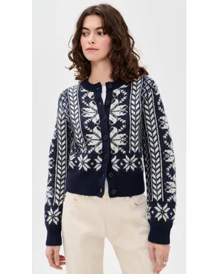 Madewell フェアアイル柄カーディガンジャケット ネイビー/アイボリー - サムネイル2