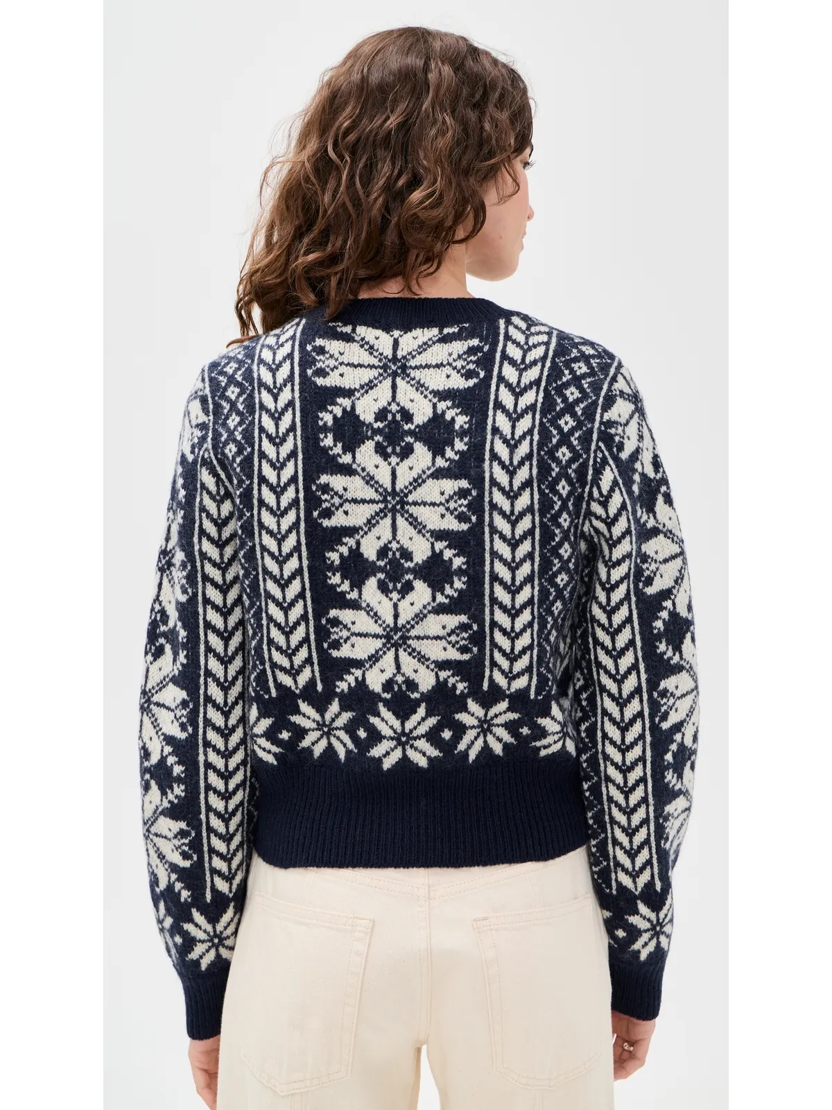 Madewell フェアアイル柄カーディガンジャケット ネイビー/アイボリー - 画像3
