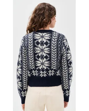 Madewell フェアアイル柄カーディガンジャケット ネイビー/アイボリー - サムネイル3