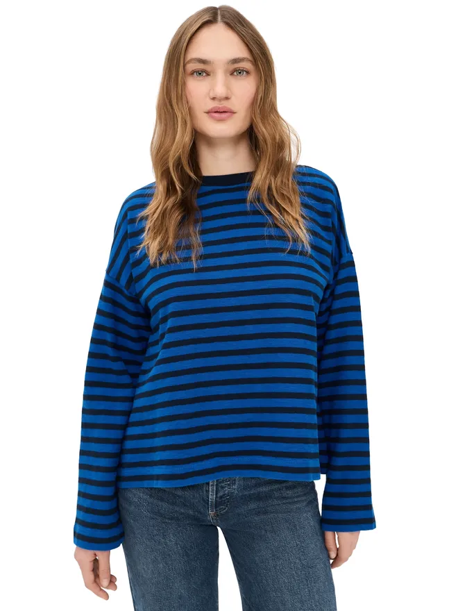 Madewell Madewell イージー クルーネック ロングスリーブ ティー（ストライプ Riviera Coast）の商品画像