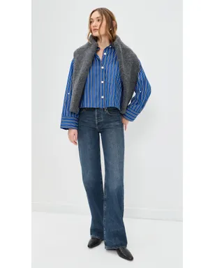 Madewell ストレートヘムシャツ ポプリン Riviera Coast Stripe - サムネイル5