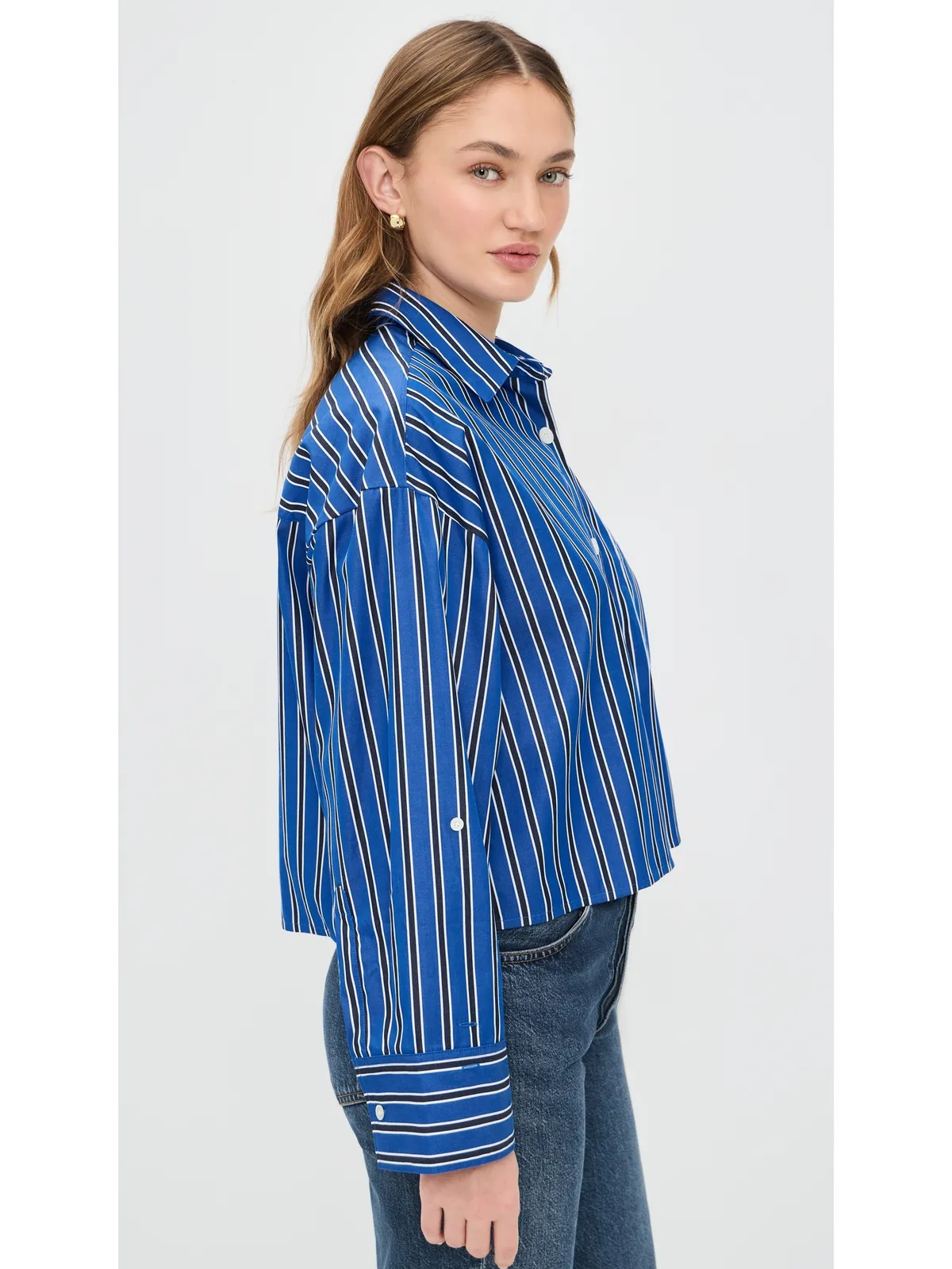 Madewell ストレートヘムシャツ ポプリン Riviera Coast Stripe - 画像4