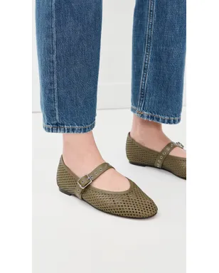 Madewell Remy Mary Jane Flats（パンチングレザー／オリーブ色） - サムネイル3