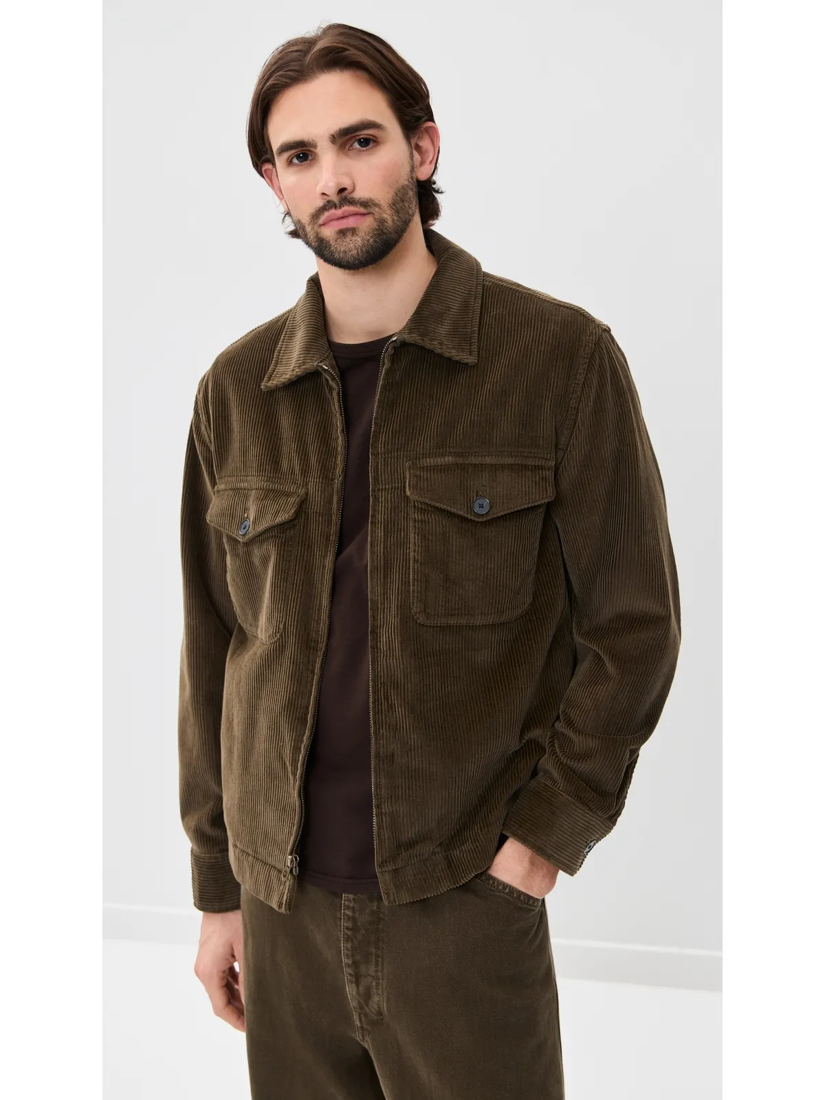 Madewell コーデュロイ ジップジャケット エクスペディショングリーン - 画像2