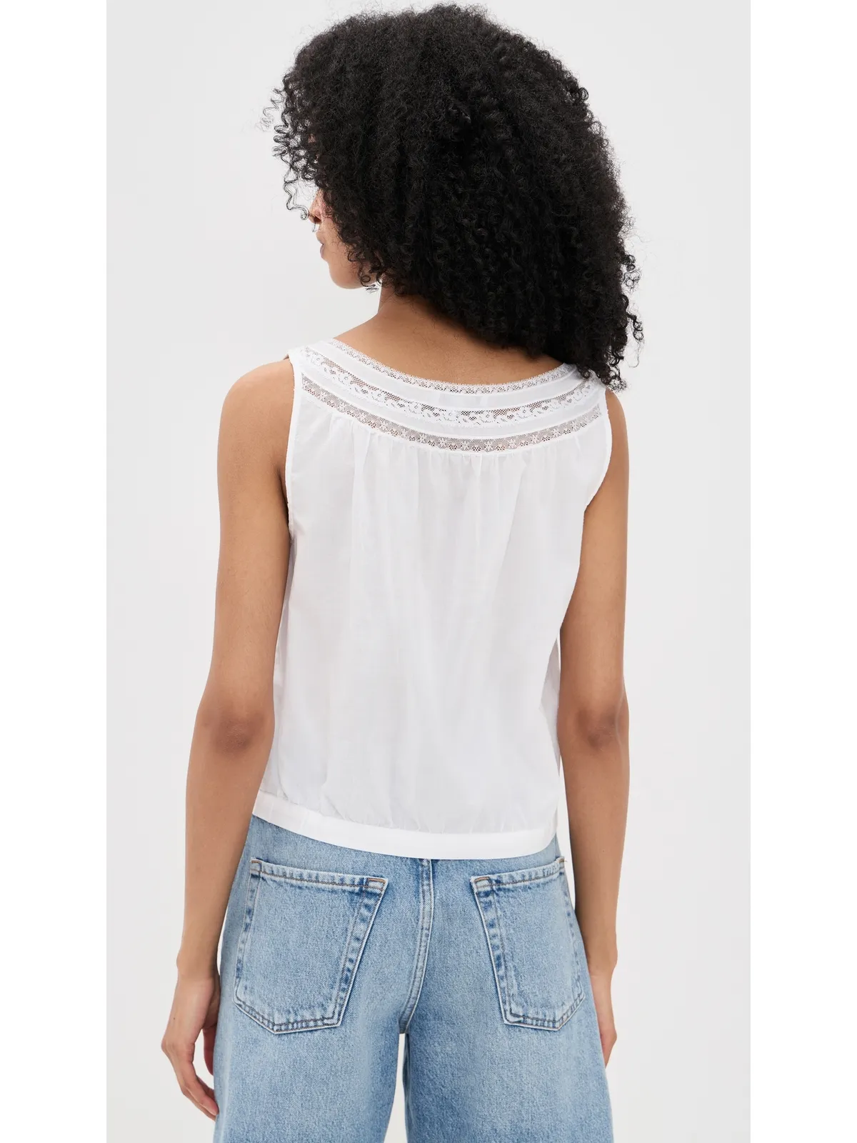 Madewell レースインサート ピンタック ノースリーブトップ（ホワイト） - 画像3