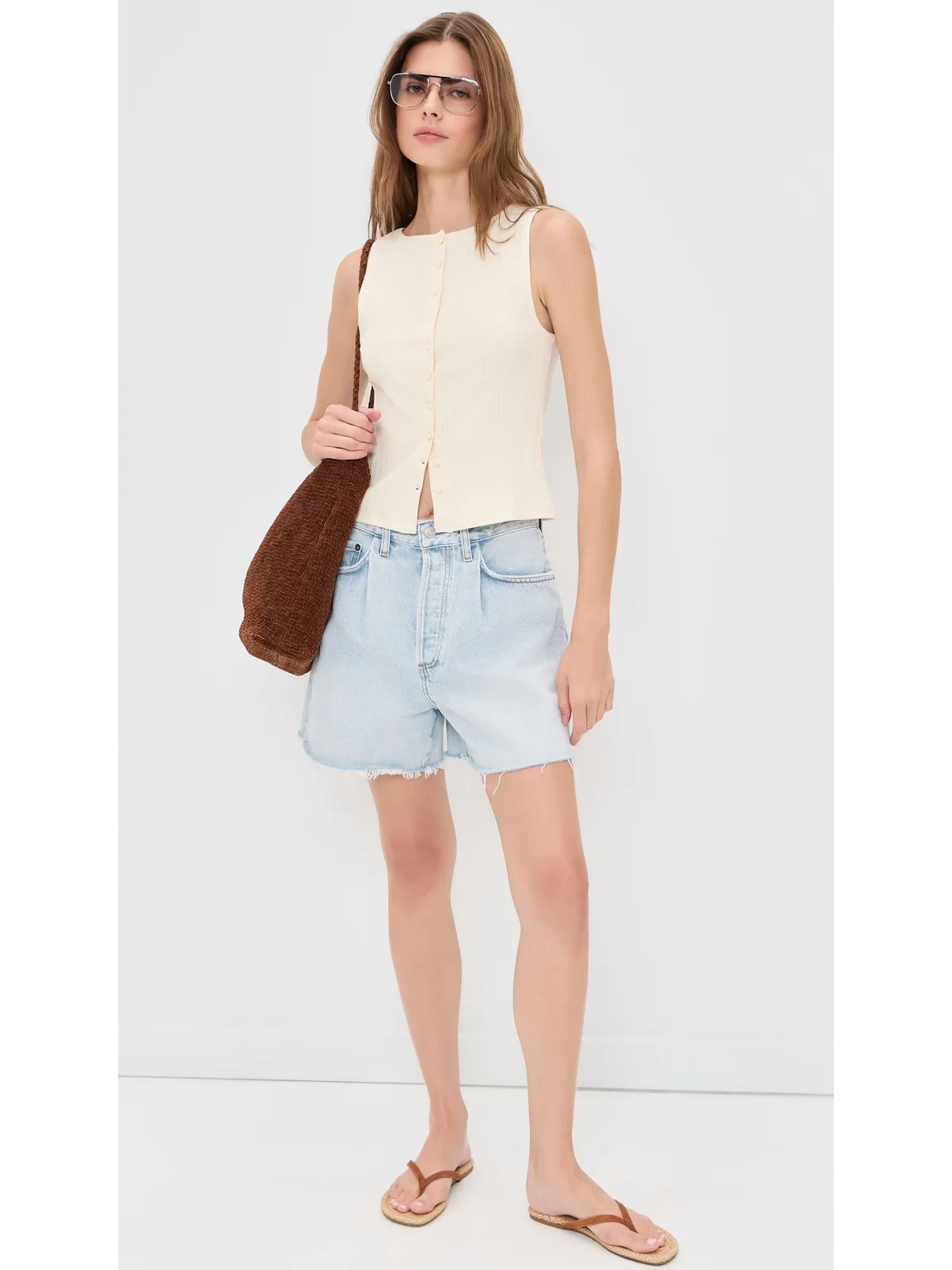 Madewell リブ編みクルーネック ノースリーブトップ - 画像5