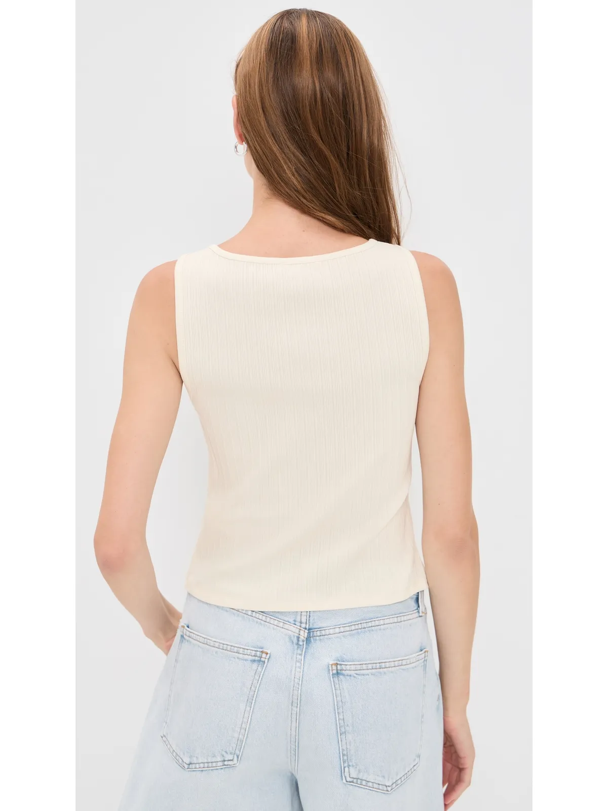 Madewell リブ編みクルーネック ノースリーブトップ - 画像3