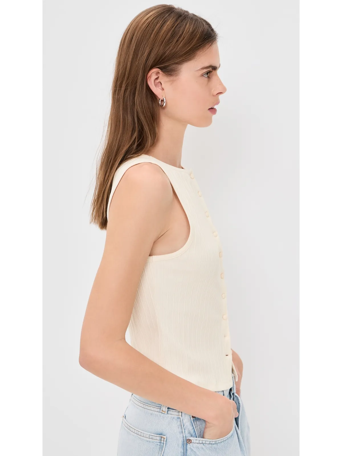 Madewell リブ編みクルーネック ノースリーブトップ - 画像4