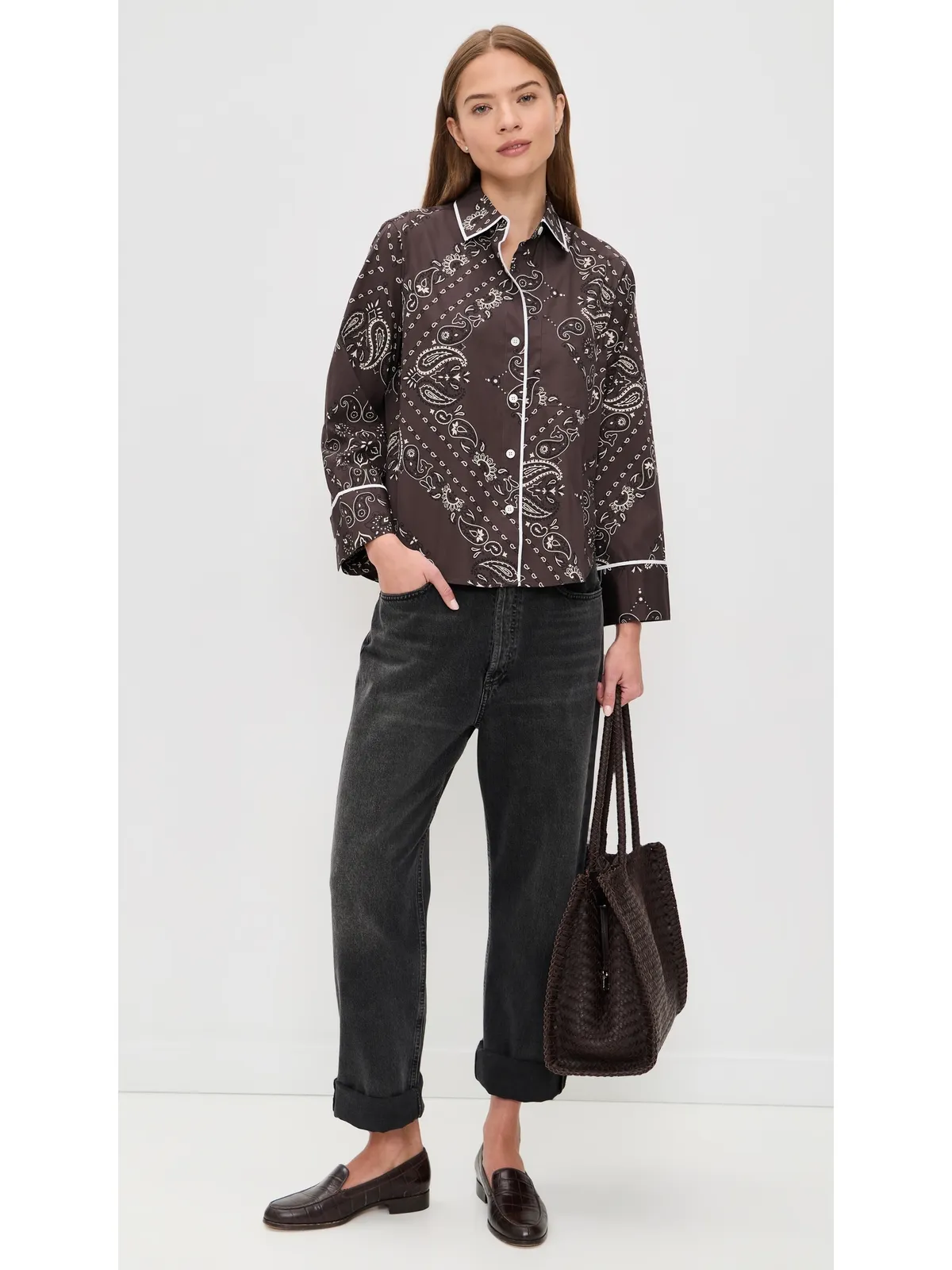 Madewell パジャマシャツ（ポプリン・ブラウン・バンダナ柄） - 画像5
