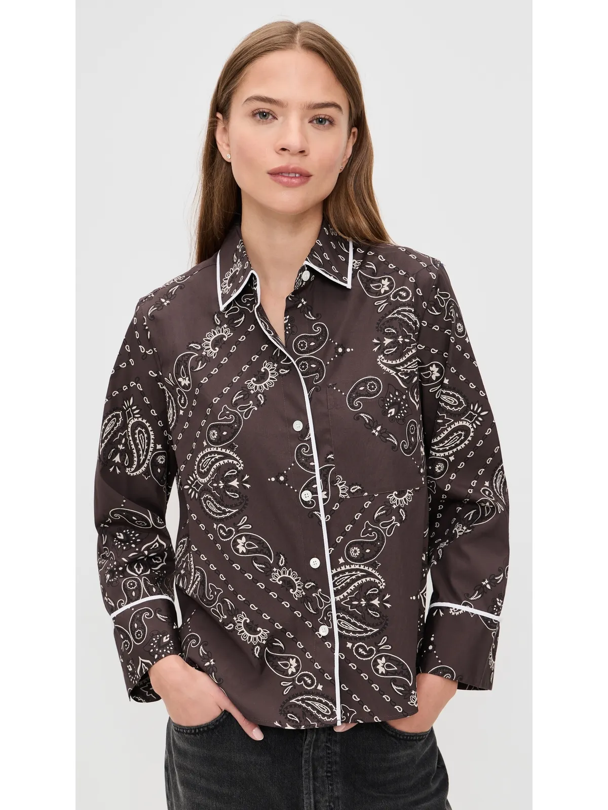 Madewell パジャマシャツ（ポプリン・ブラウン・バンダナ柄） - 画像2