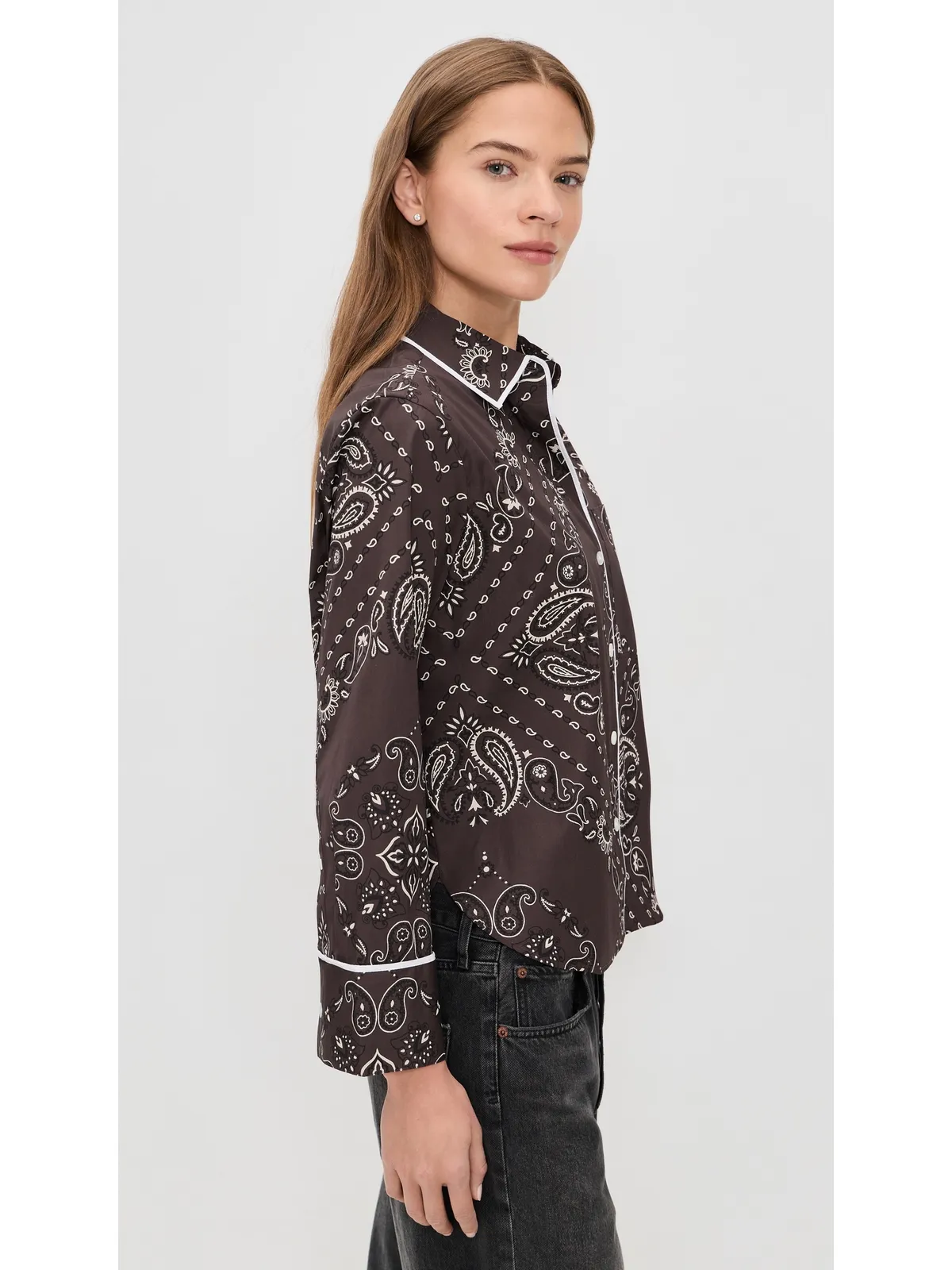 Madewell パジャマシャツ（ポプリン・ブラウン・バンダナ柄） - 画像4