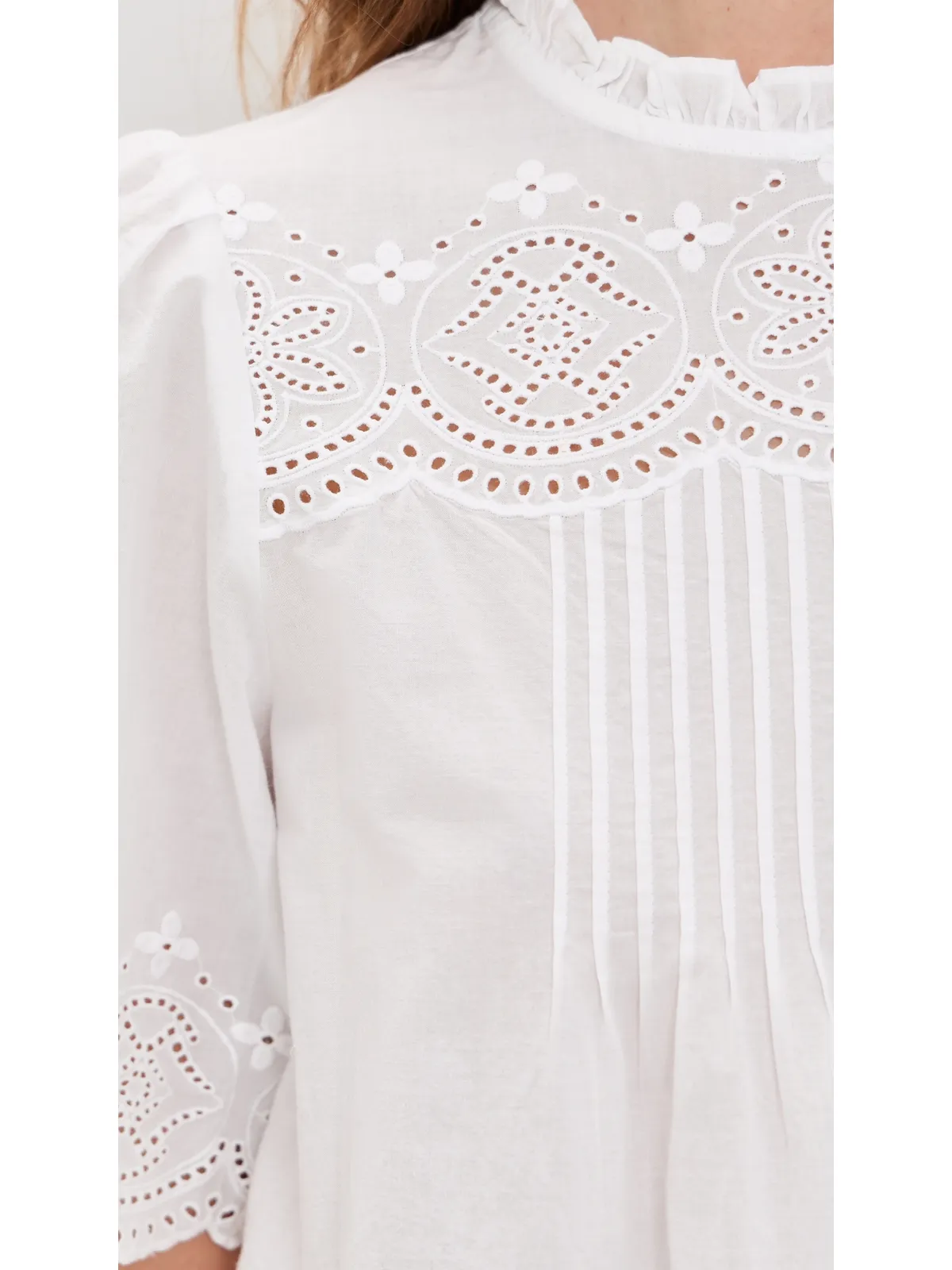 Madewell 刺繍ピンタック ハイネック ブラウス - 画像6