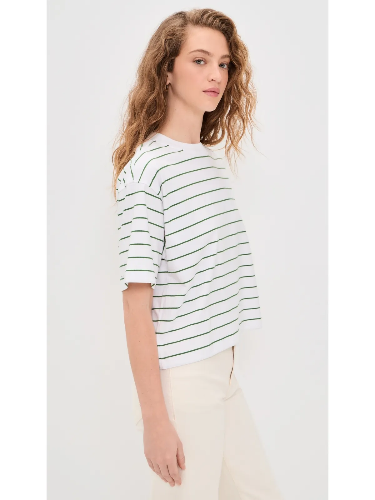 Madewell ボクシー・クロップ・ティー フレンチストライプニット - 画像4