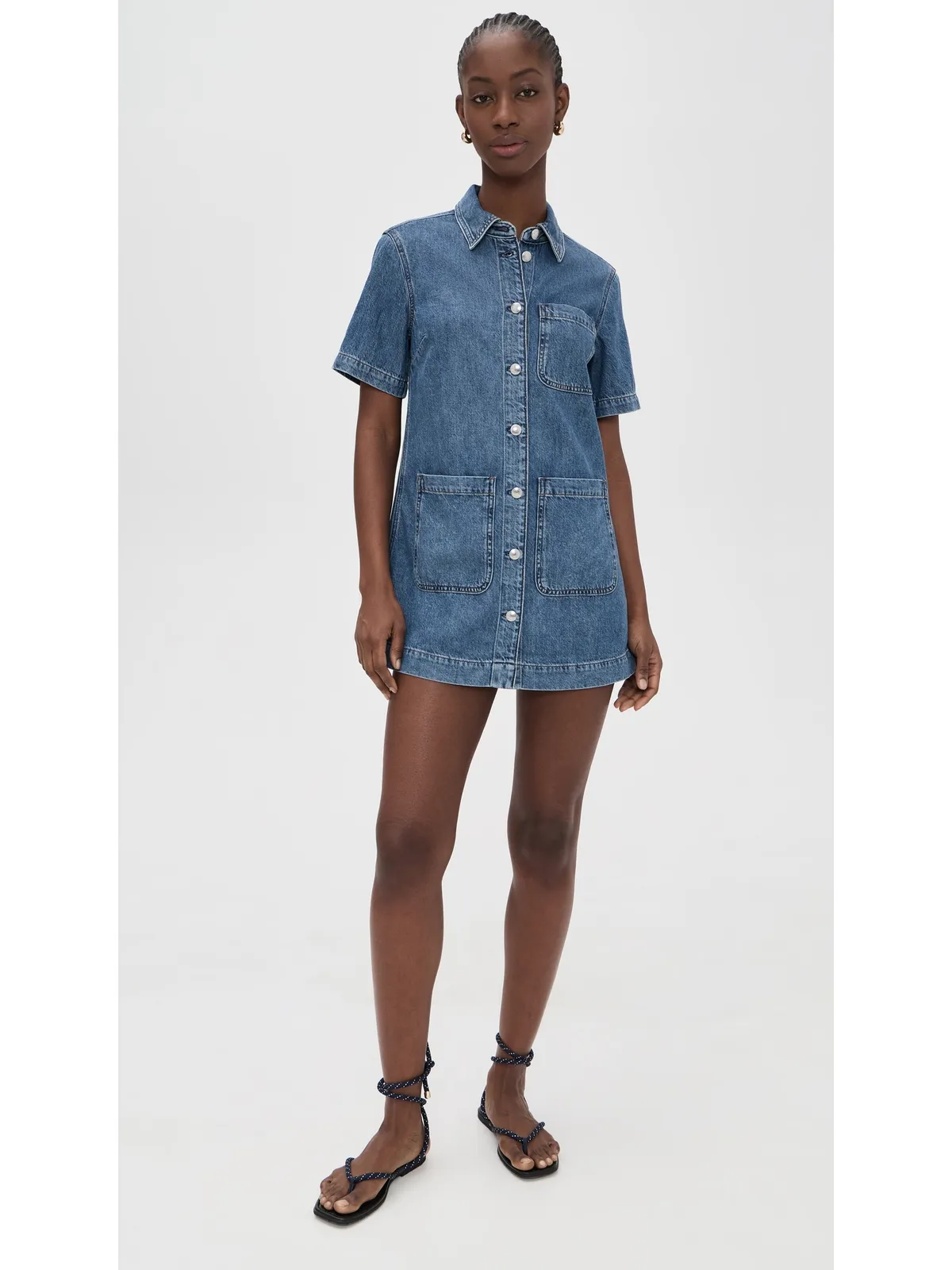 Madewell エアリーデニム ボックスミニ シャツドレス ピケットウォッシュ - 画像5