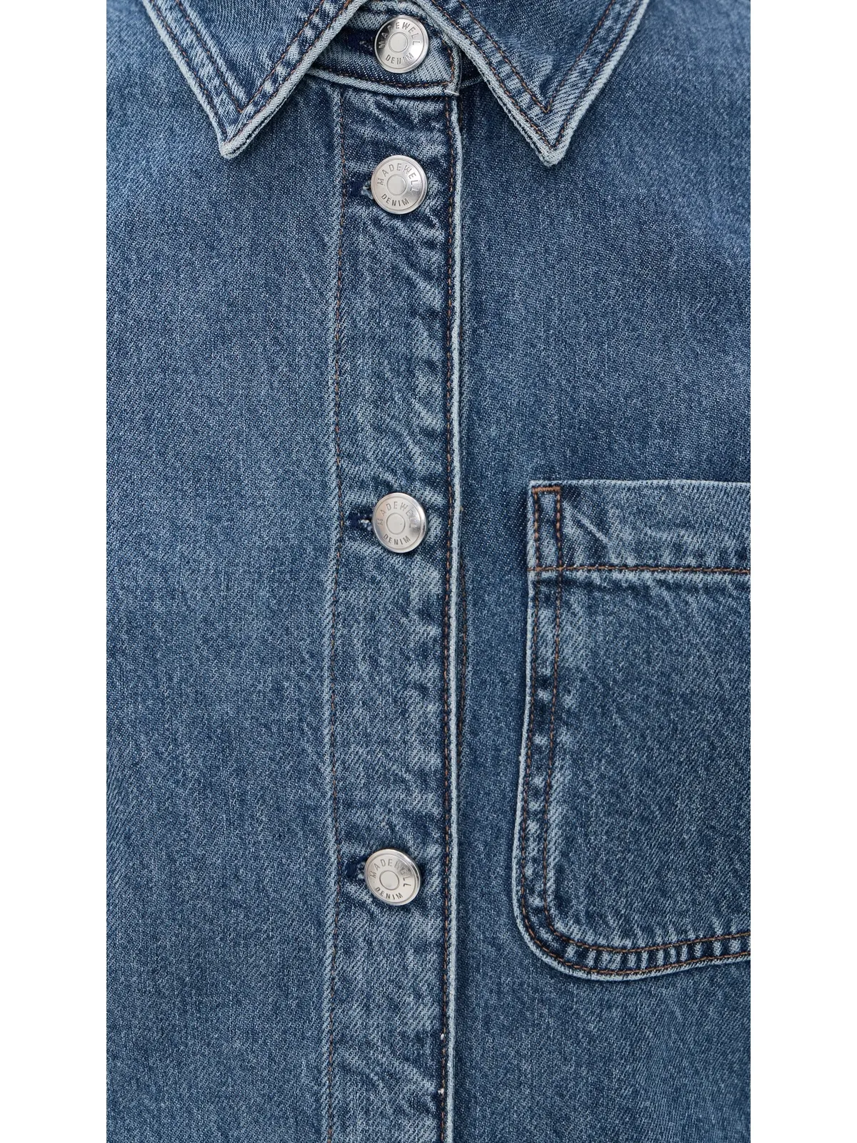 Madewell エアリーデニム ボックスミニ シャツドレス ピケットウォッシュ - 画像6