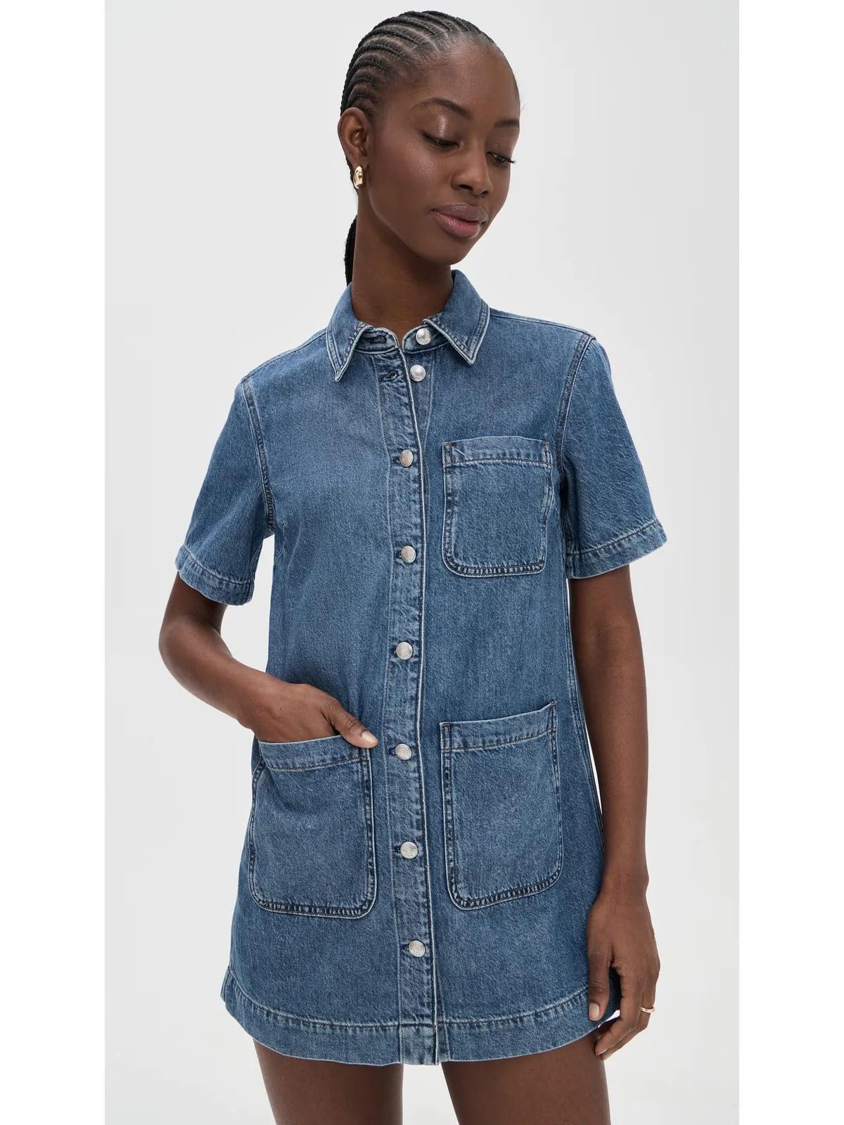 Madewell エアリーデニム ボックスミニ シャツドレス ピケットウォッシュ - 画像2