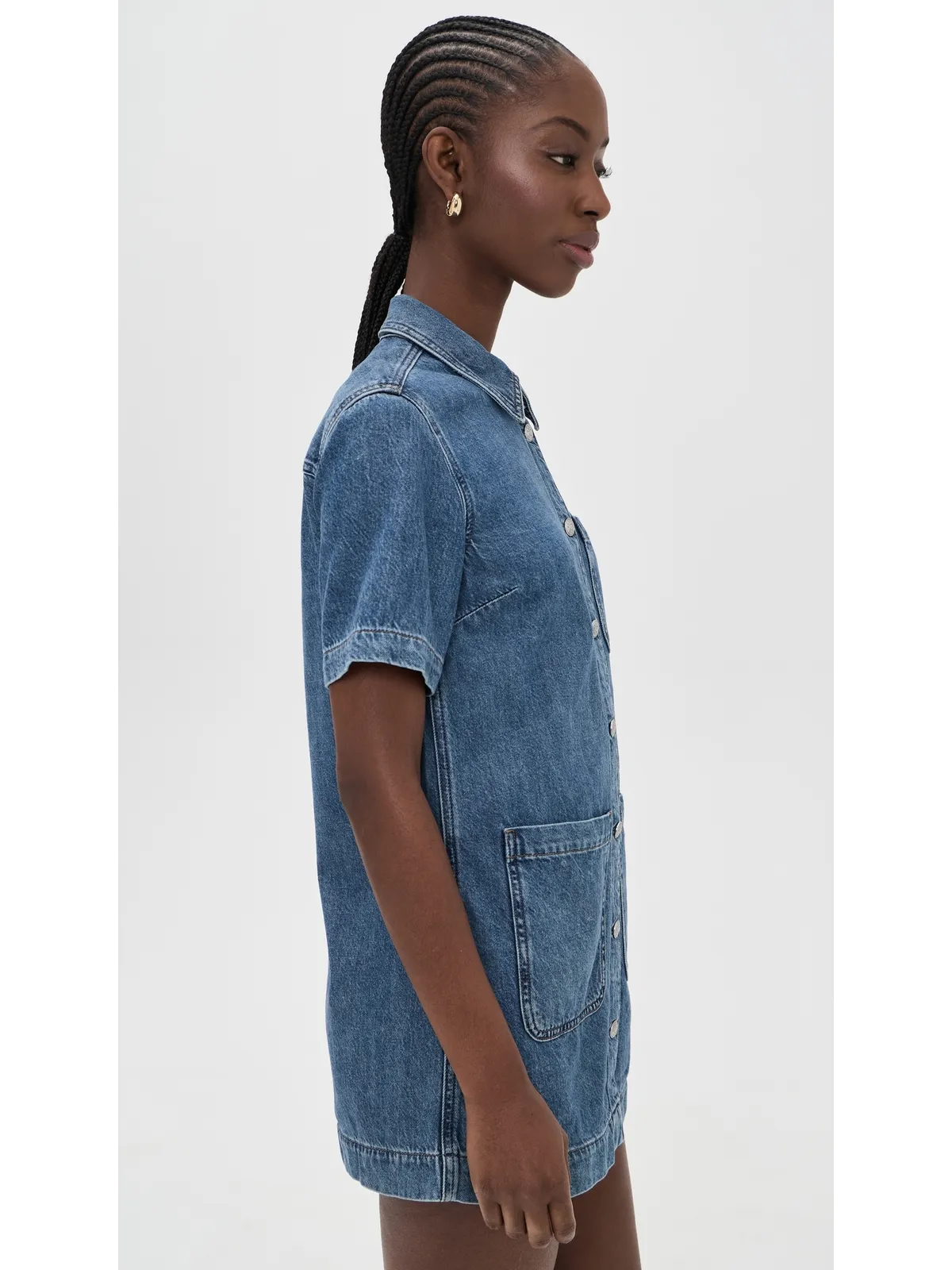 Madewell エアリーデニム ボックスミニ シャツドレス ピケットウォッシュ - 画像4