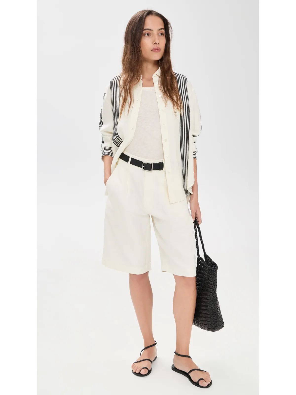 Madewell The Easy Shirt ボールド配置ストライプ ブラック - 画像5