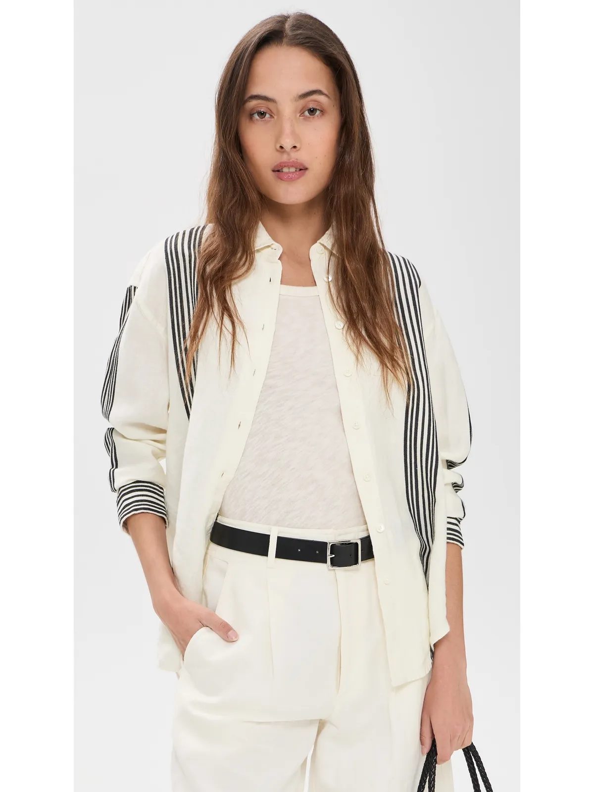 Madewell The Easy Shirt ボールド配置ストライプ ブラック - 画像2